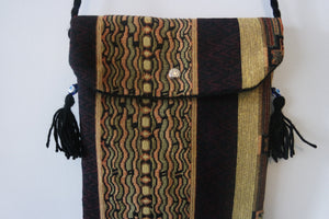 Authentic, handmade, handwoven kilim bags with evil eye beads and different patterns