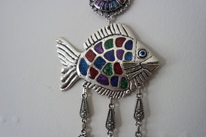 Silver-plated Fish Evil Eye Wall Decor